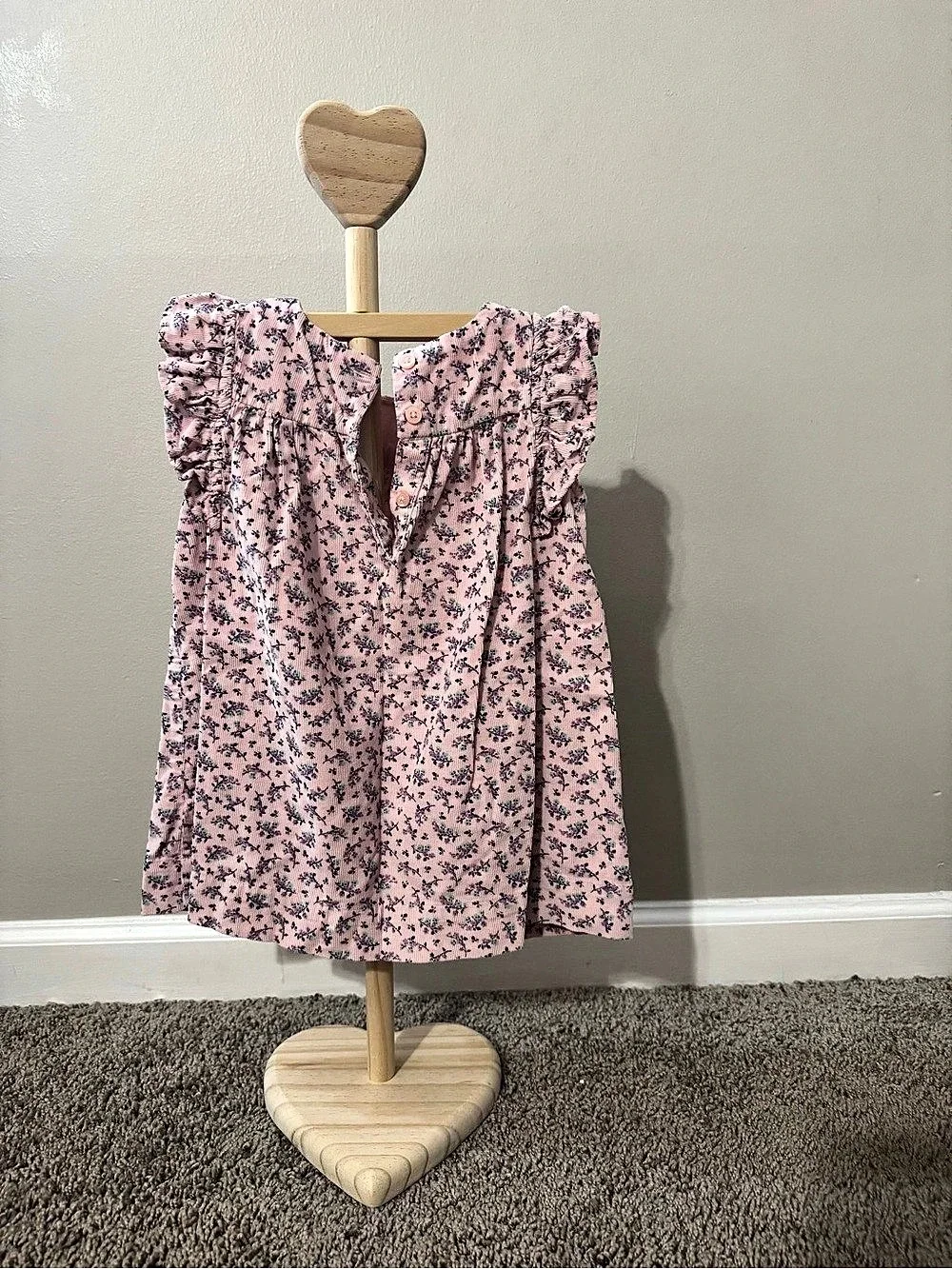 babyGap Floral Ruffle Corduroy Dress Pink & Blue Baby 18-24M